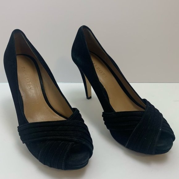 Talbots Black Suede Open Toe Pumps - Picture 2 of 11